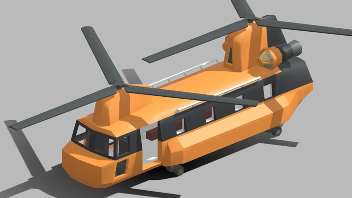 Chinook Helicopter - Low Poly Game Mod 3D Model
