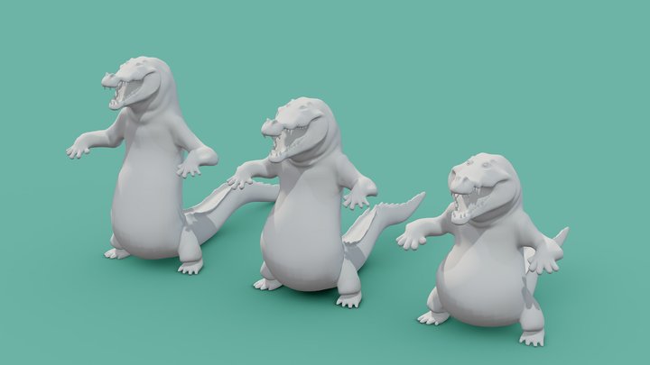 BaseMesh - stylized crocodile 3D Model