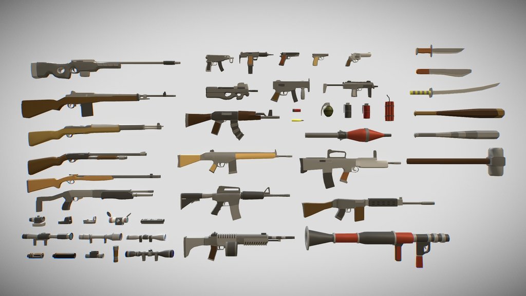 Polygonal Modern Weapons Collection 1
