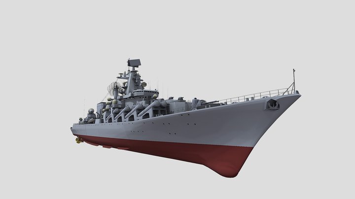 Russian Slava Class Cruiser MARSHALL USTINOV 3D Model