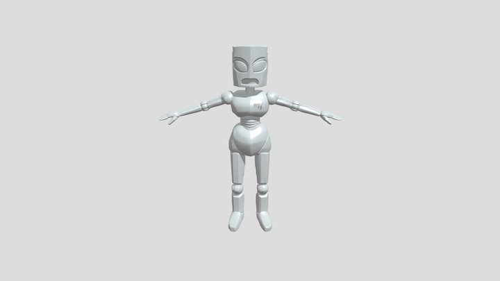 Low-poly blue humanoid robot