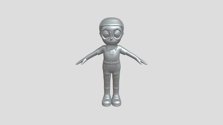 cartoon child character with glasses 3D Model