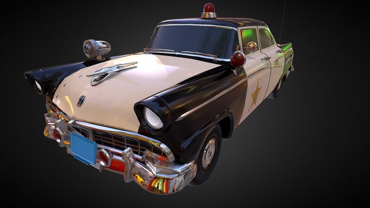 Vintage Police Car - Low Poly 3D Model
