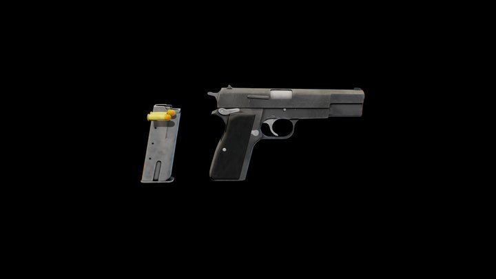 Browning Hi-Power Pistol 3D Model