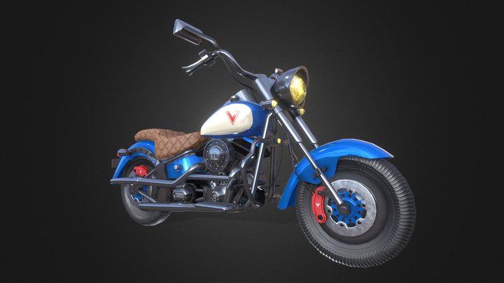 1990 Fatboy inspired Cruiser Motorcycle 3D Model