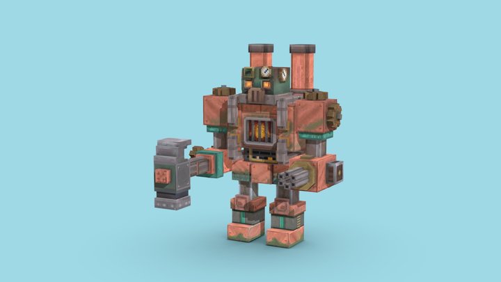 [Minecraft] Steam Punk Golem 3D Model