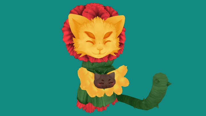 Floral Cat 3D Model