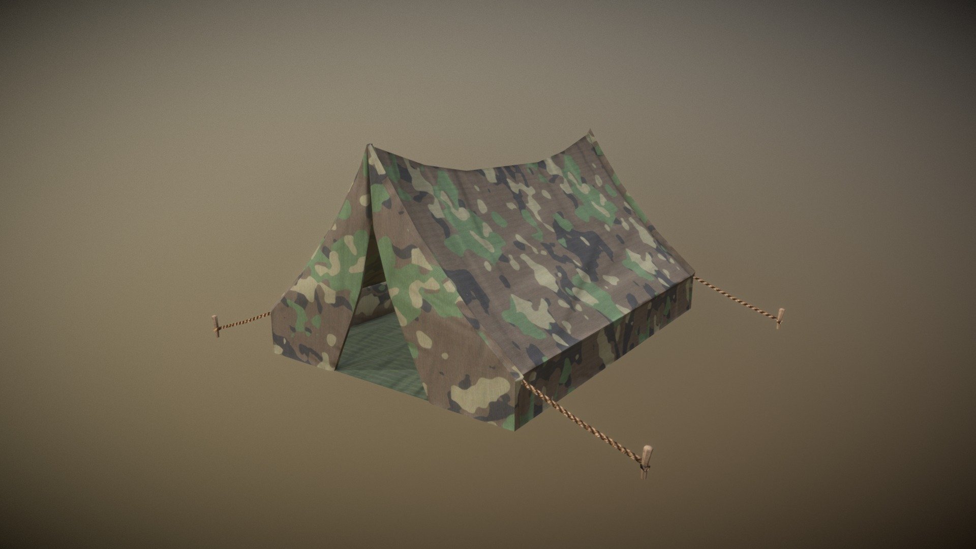 Camouflage Tent lowpoly game ready 3D model by FunFant [a38c375