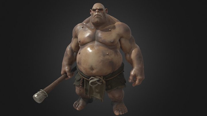 Giant Scarred Troll with Wooden Club – Free 3D Model STL