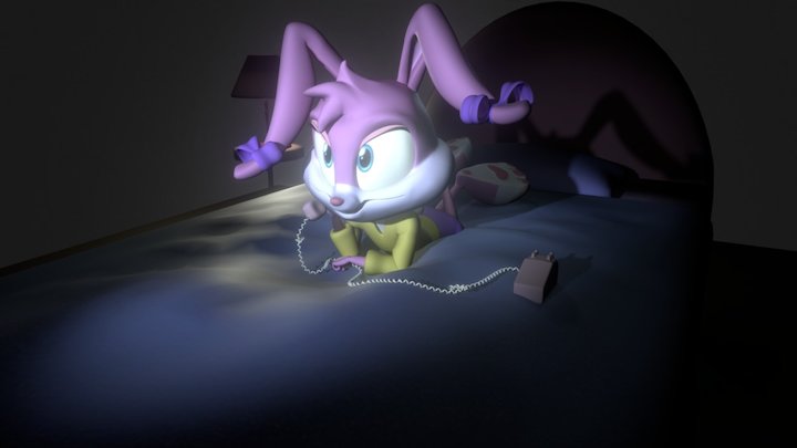 Babs Bunny Chatting on Bed 3D Model