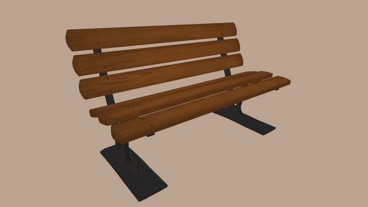 Hand Painted Bench 3D Model