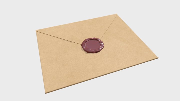 Closed envelope with sealing wax 3D Model
