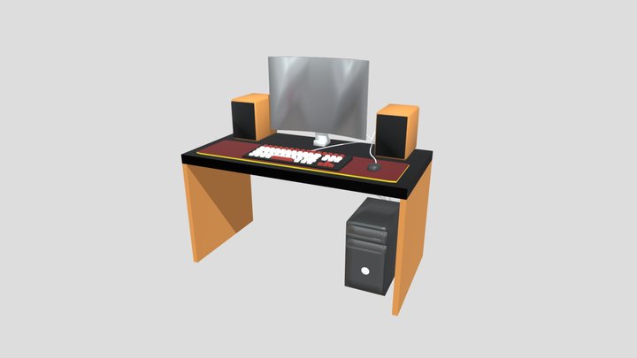 Desk with Desktop 3D Model