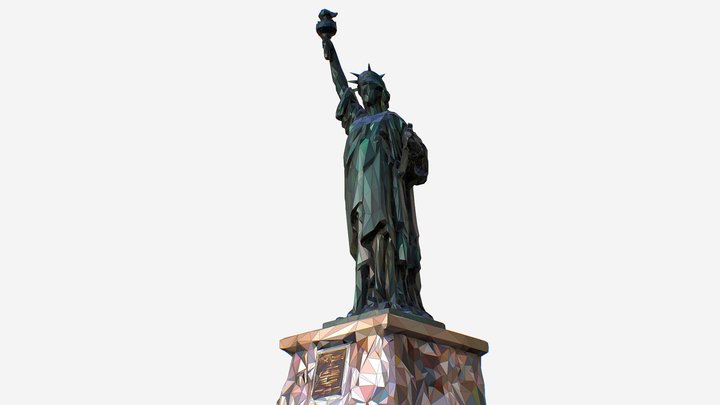Low Polygon Art Style Statue Liberty Monument 3D Model