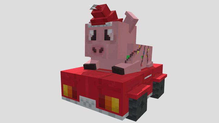 Pig on the car 3D Model
