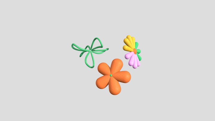 Trio_flowers 3D Model