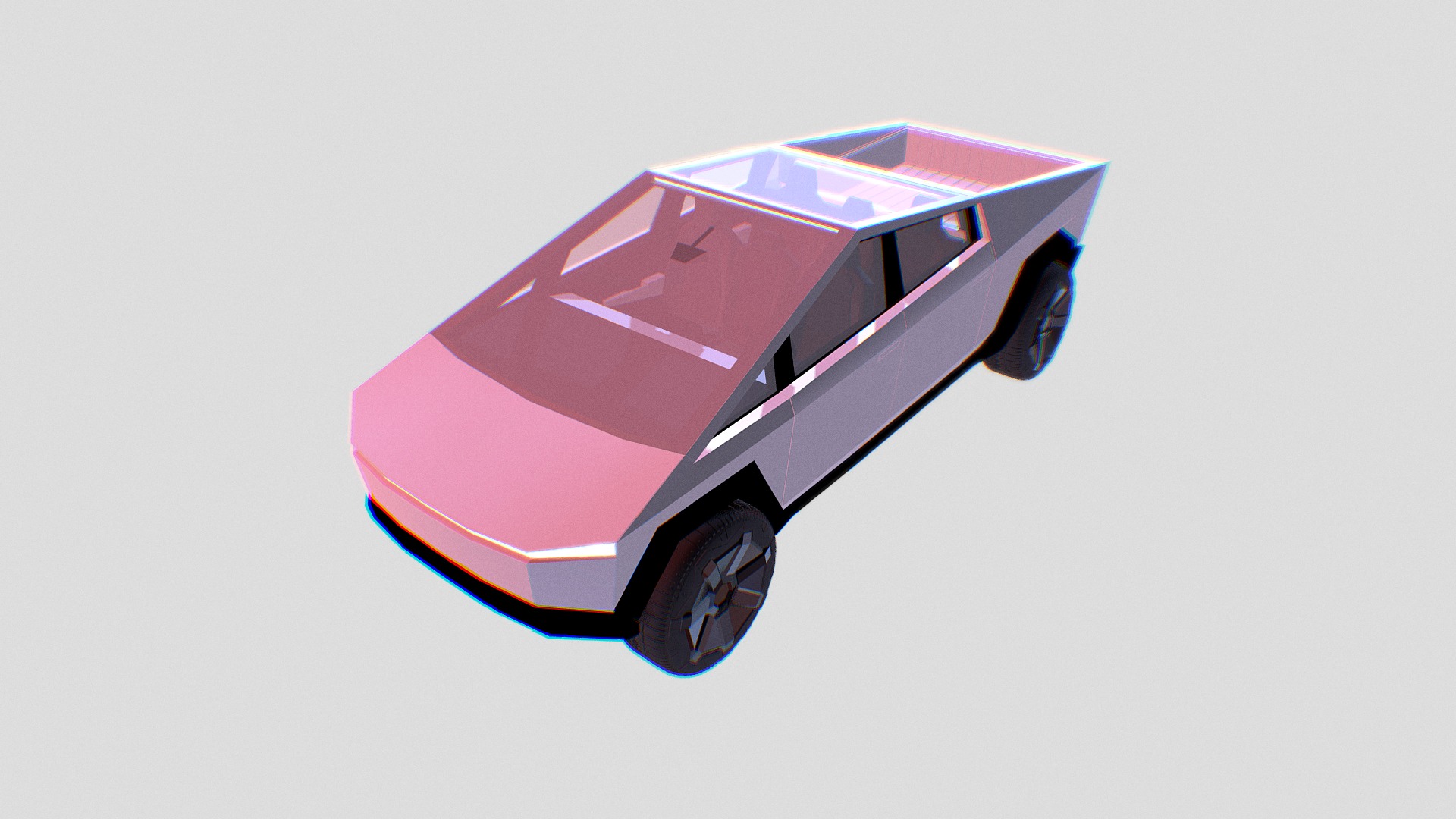 3D model Tesla_Cybertruck - This is a 3D model of the Tesla_Cybertruck. The 3D model is about a red and white car.