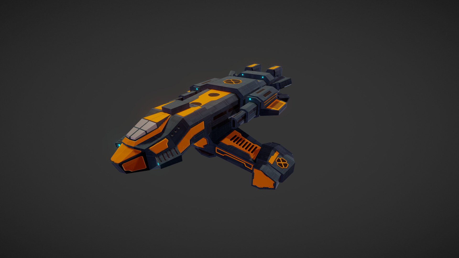 3D model Assault Frigate - This is a 3D model of the Assault Frigate. The 3D model is about a toy robot on a black background.
