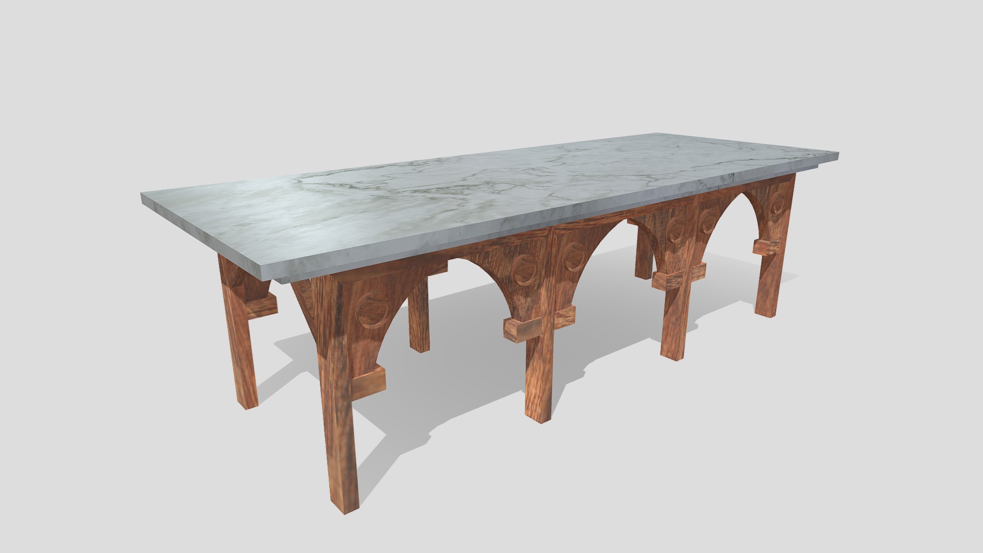 3D model Gothic arch alter - This is a 3D model of the Gothic arch alter. The 3D model is about a table with legs.
