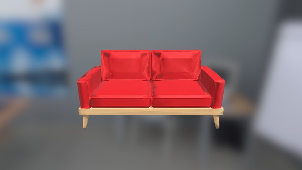 Crimson Faceted Sofa