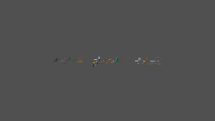 Kithen pack for low poly game 3D Model