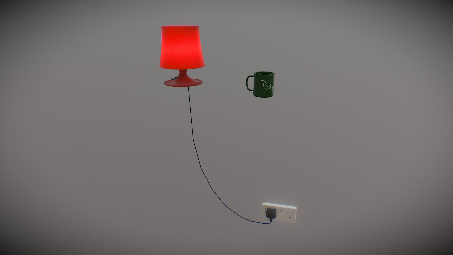 3D model Mug & Lamp - This is a 3D model of the Mug & Lamp. The 3D model is about a red lamp with a green top.