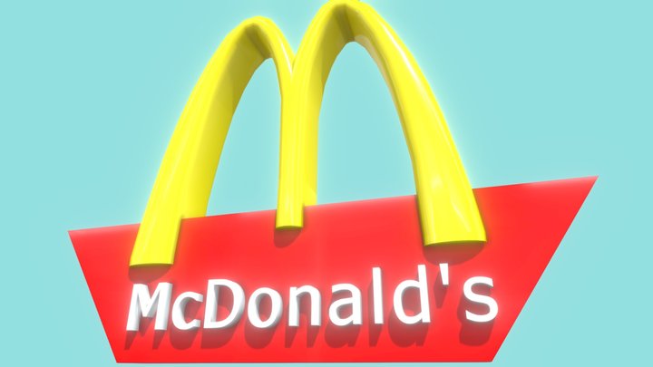 Low Poly McDonalds Fast Food Sign 3D Model
