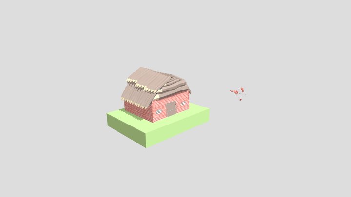 brick house with rooms and windows 3D Model