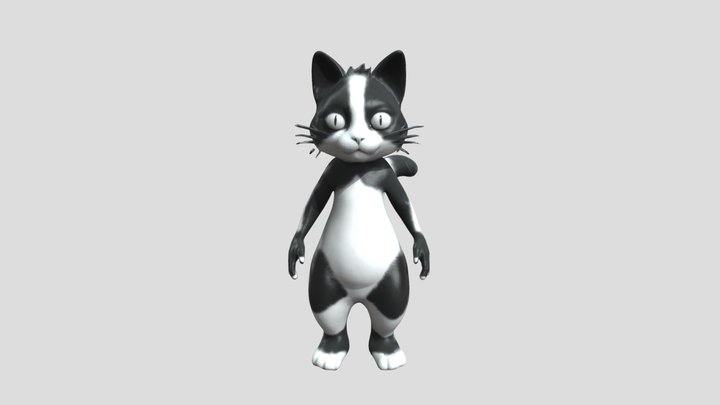 Black and white cat 3D Model