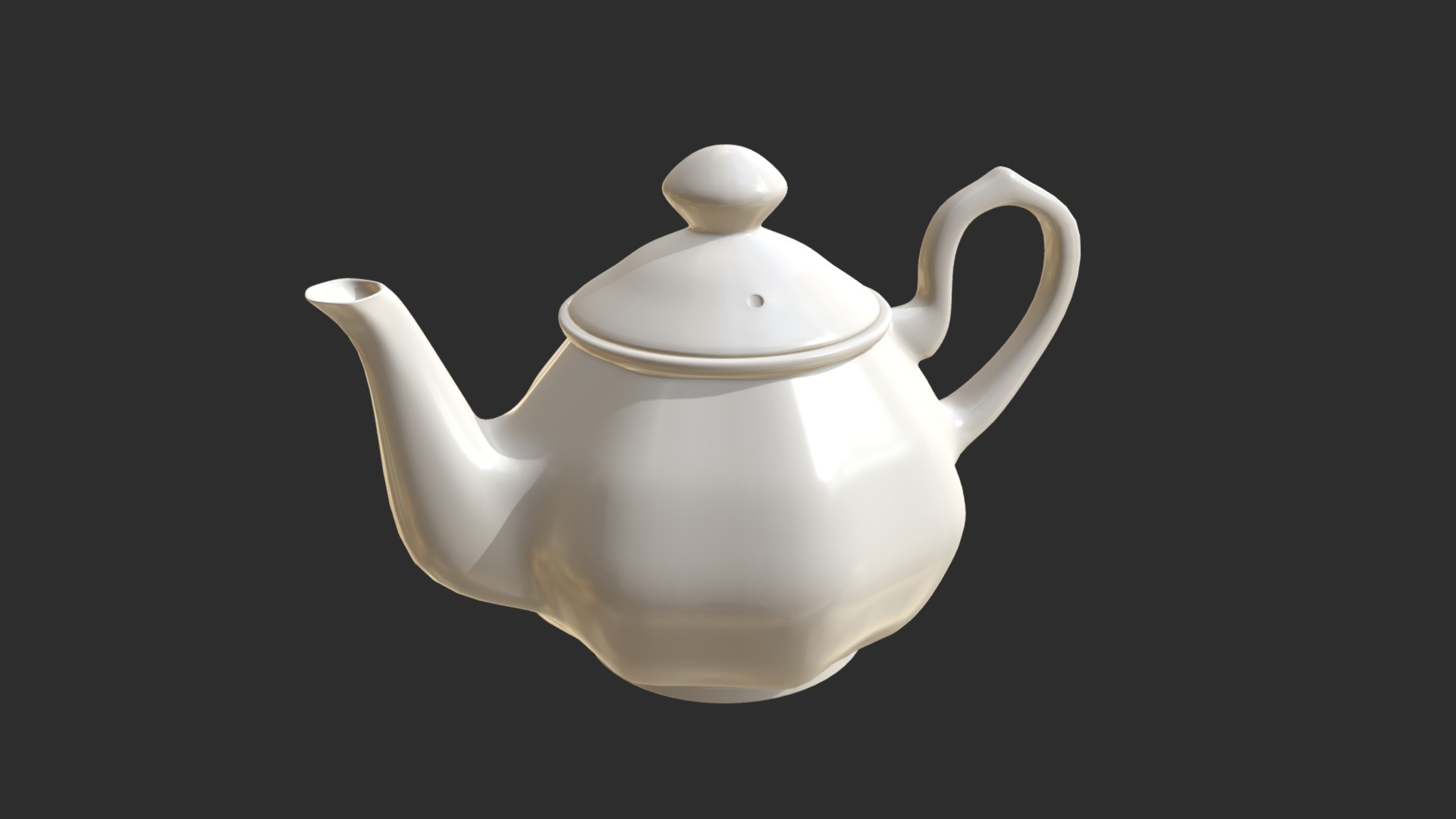 3D model Porcelain teapot 2 - This is a 3D model of the Porcelain teapot 2. The 3D model is about a white teapot with a handle.