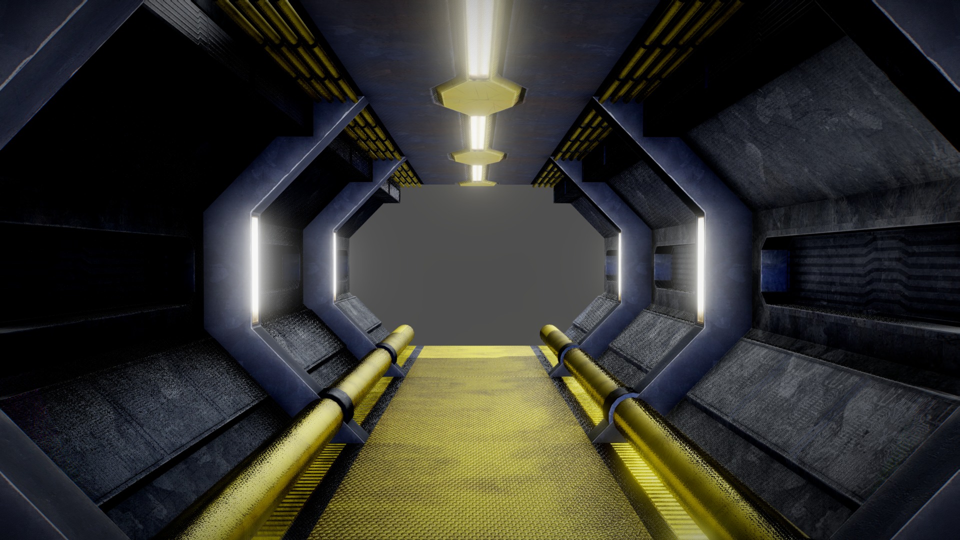 3D model Spaceship Corridor VR Low Poly - This is a 3D model of the Spaceship Corridor VR Low Poly. The 3D model is about a staircase in a building.