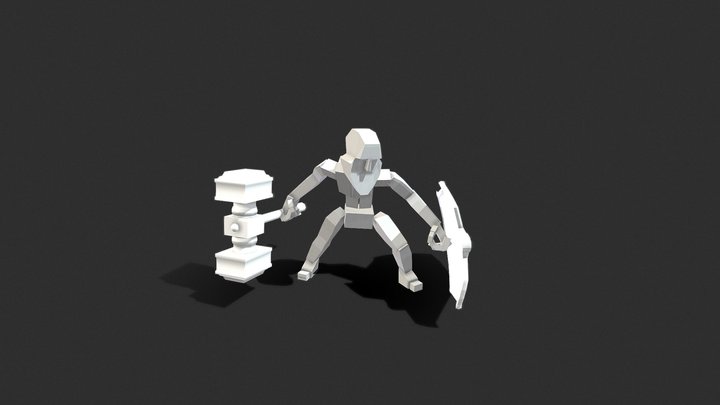 7 Dwarf with Hammer and Shield 3D Model