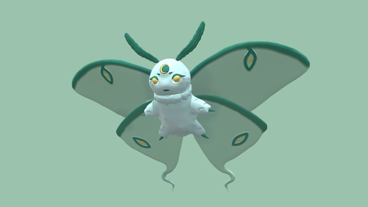 Fluffy Moth Creature 3D Model