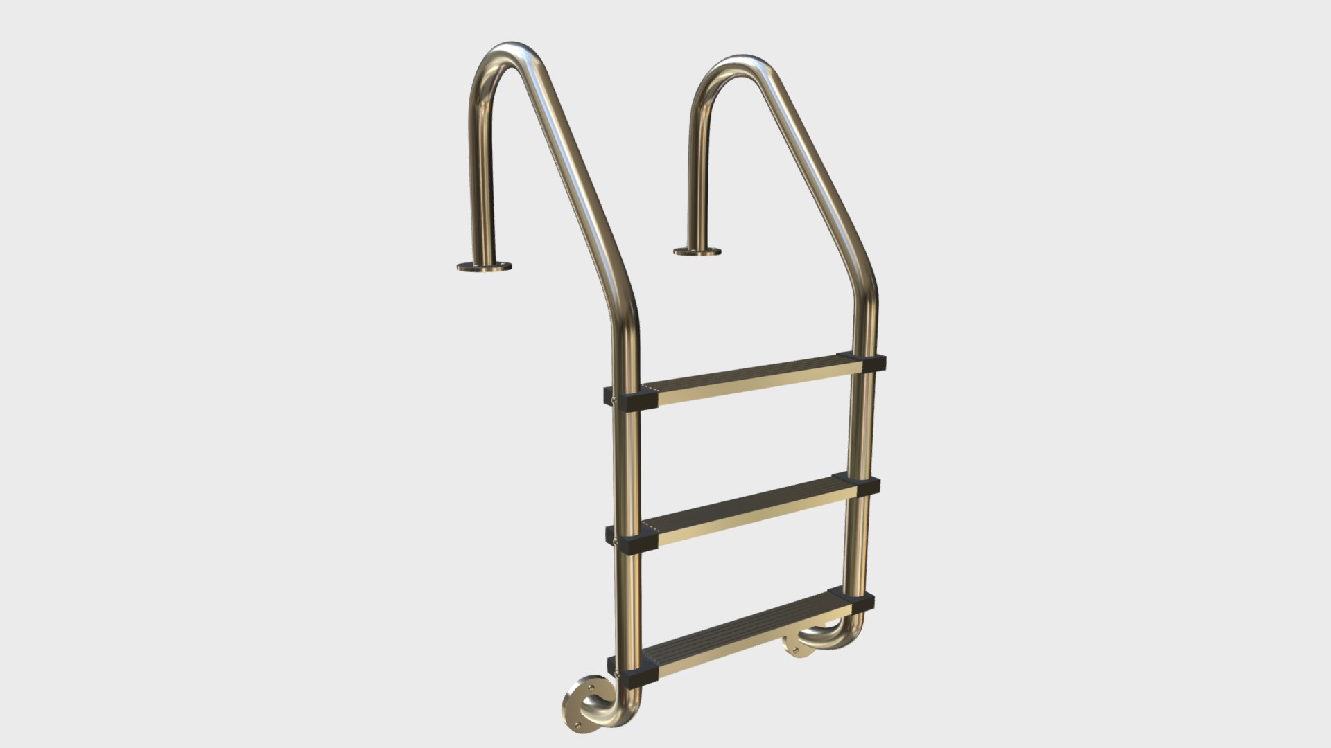 3D model Pool ladder 1 - This is a 3D model of the Pool ladder 1. The 3D model is about a metal chair with a metal frame.
