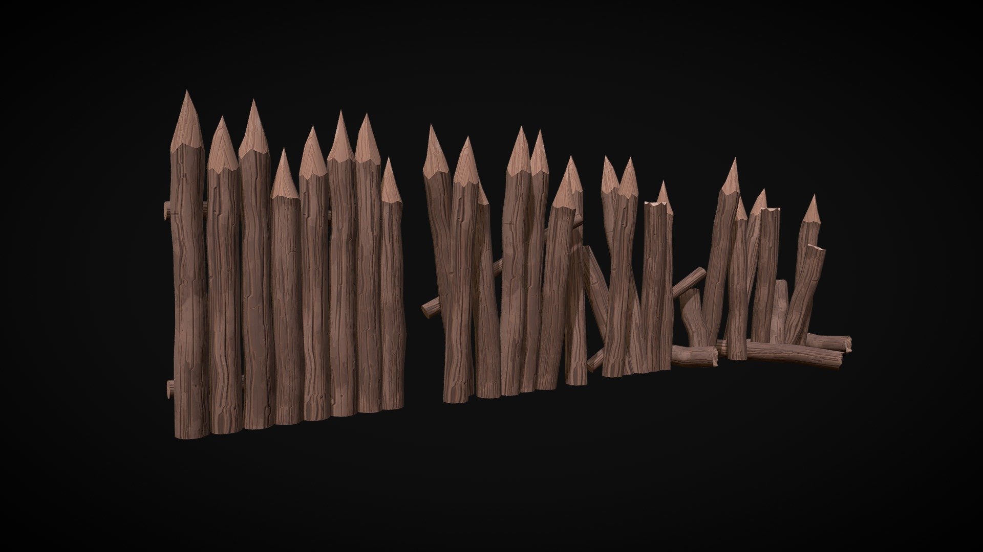 Wooden palisade - Download Free 3D model by Anna Rymarczyk (@ann.rym ...