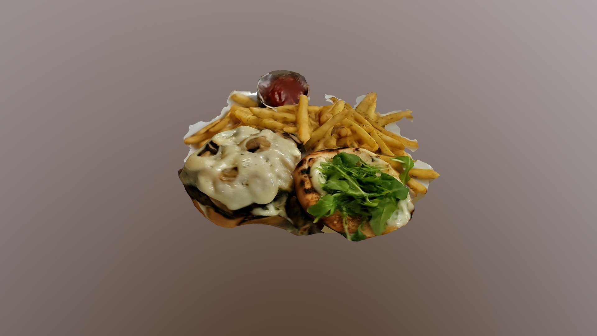 Open Face Burger with Fries