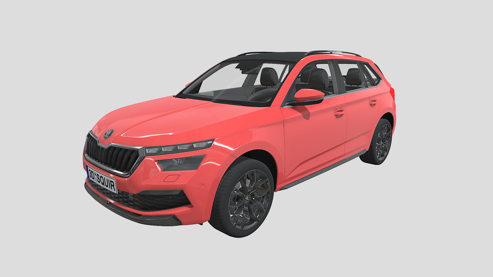 3D model Skoda Kamiq 2020 - This is a 3D model of the Skoda Kamiq 2020. The 3D model is about a red car with a white background.