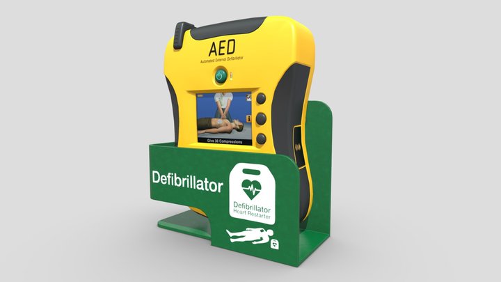AED with Wall Bracket 3D Model