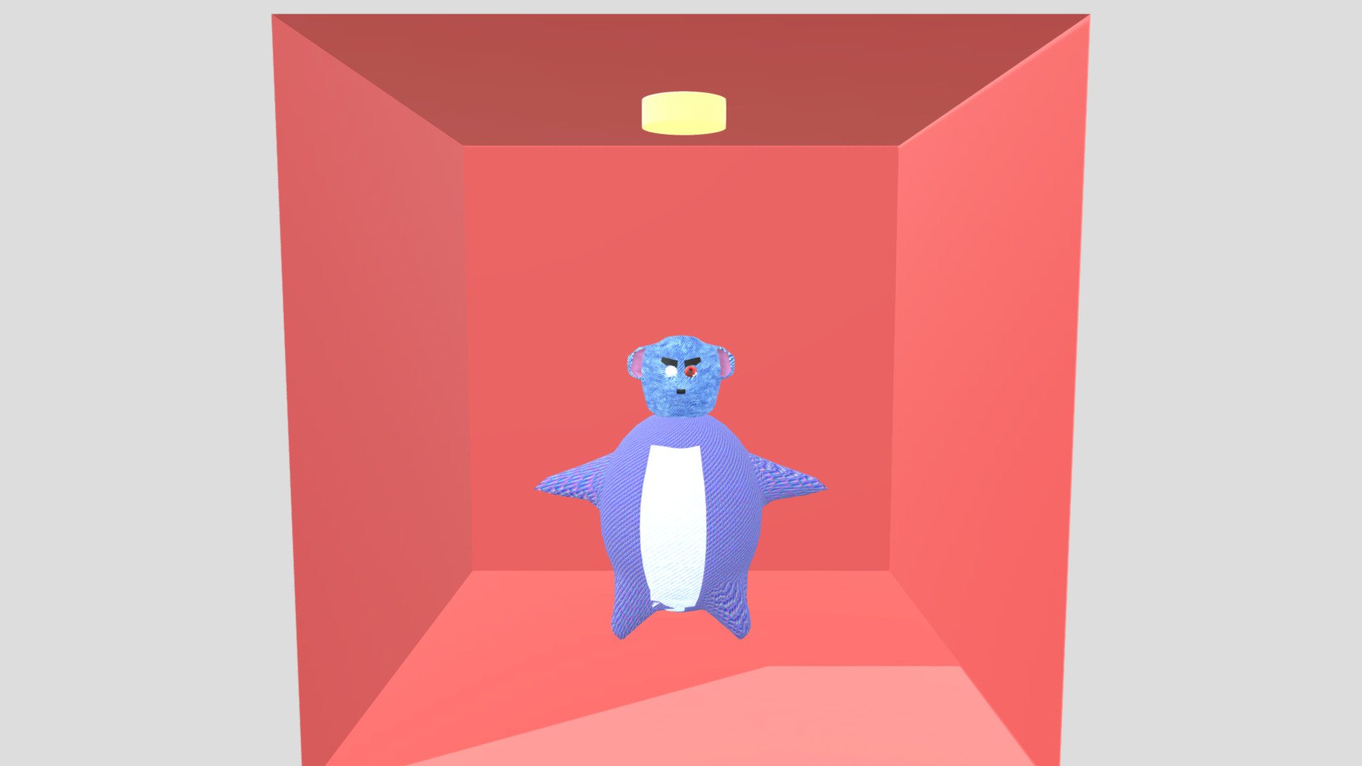 hovering teddy bear in a box