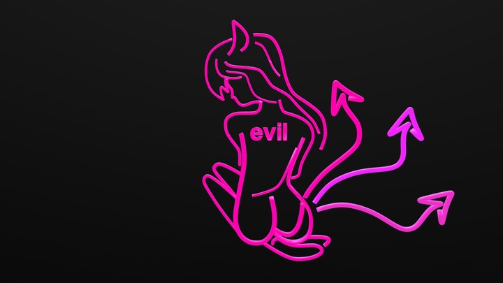 Evil Neon Sign 3D Model