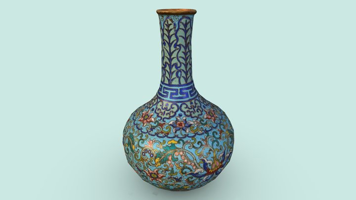 Chinese Cloisonné Vase - Low Poly/Game-Ready 3D Model