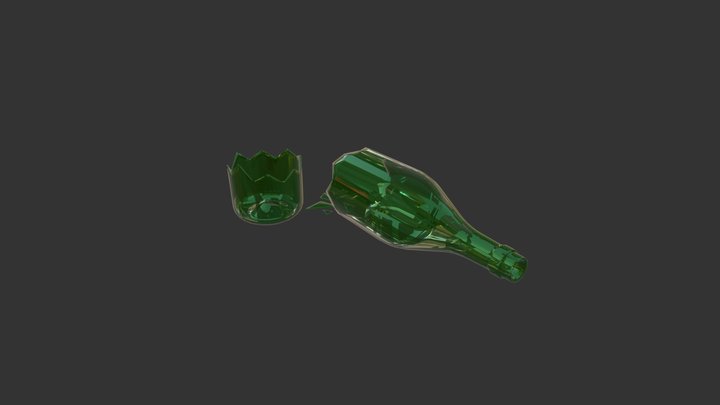 Broken Wine Bottle 3D Model
