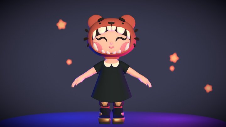 Girl in the Bear Hood 3D Model