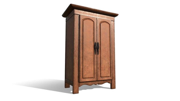 Antique Wooden Wardrobe 3D Model