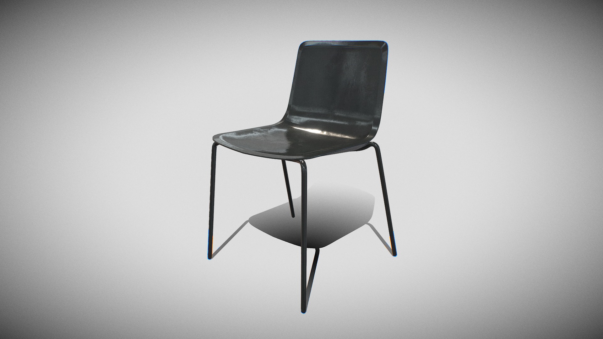3D model PATO 4 Leg Chair-black painted - This is a 3D model of the PATO 4 Leg Chair-black painted. The 3D model is about a chair with a cushion.
