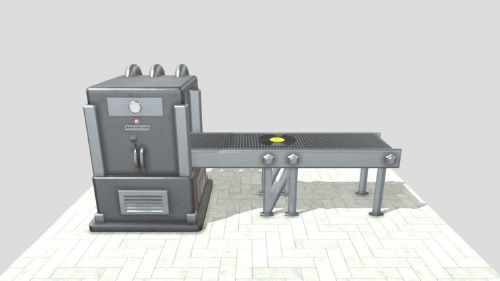 Industrial Conveyor Belt 3D Model