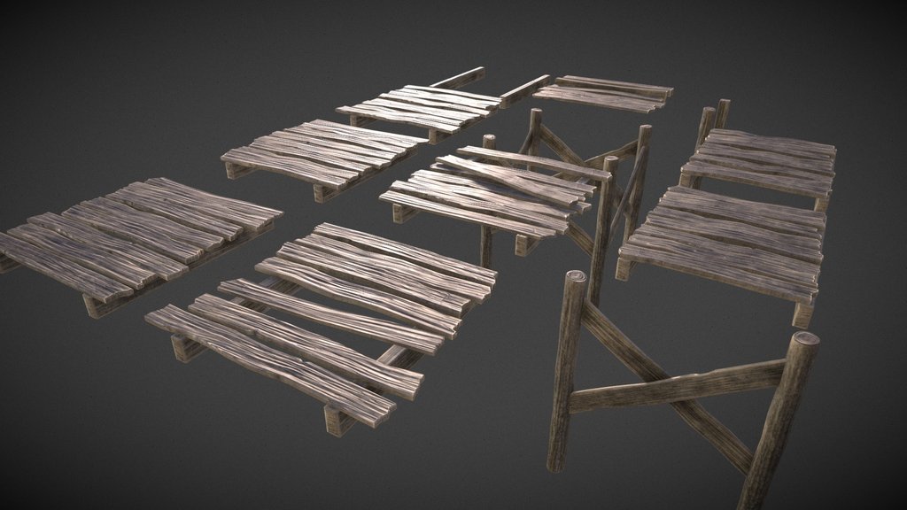 Wooden planks dock set