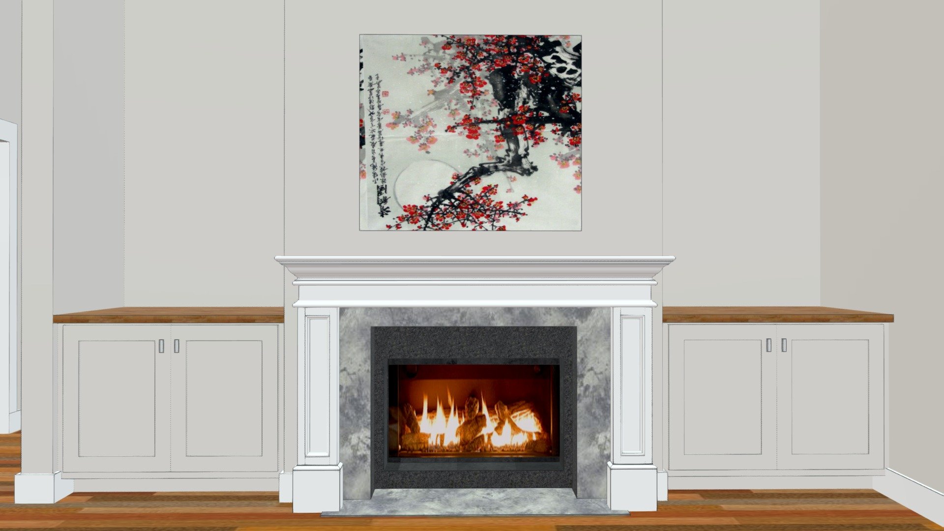 Greatroom fireplace v4 - dark top light cabinets
