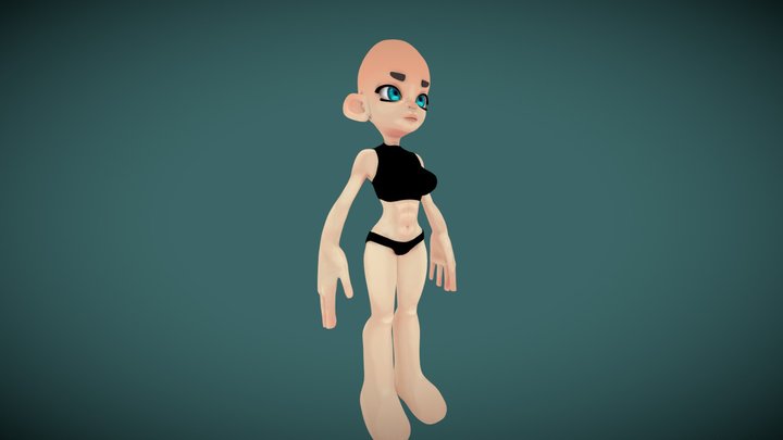 Female Cartoon stylized base character 3D Model