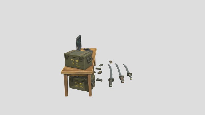 Weapons Room Desk and Katanas